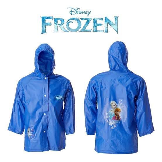 Capa De Chuva Infantil Frozen Azul Com Capuz Pronta Entrega