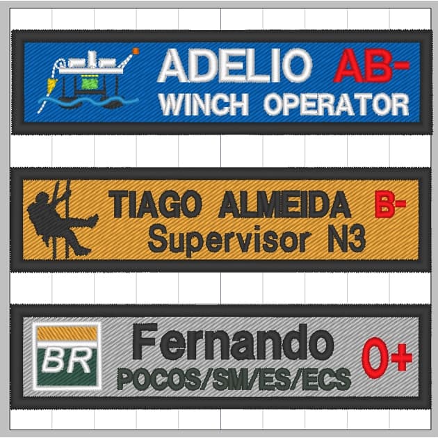 Tarjeta de Identificação Bordada para Uniformes e Macacões - COLORIDAS - na cor do seu macacão