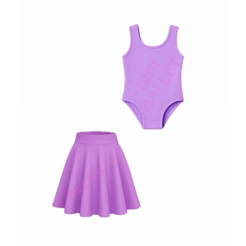 Kit 2 Itens - 1 Collant Regata e 1 Saia de Cós (LILÁS)