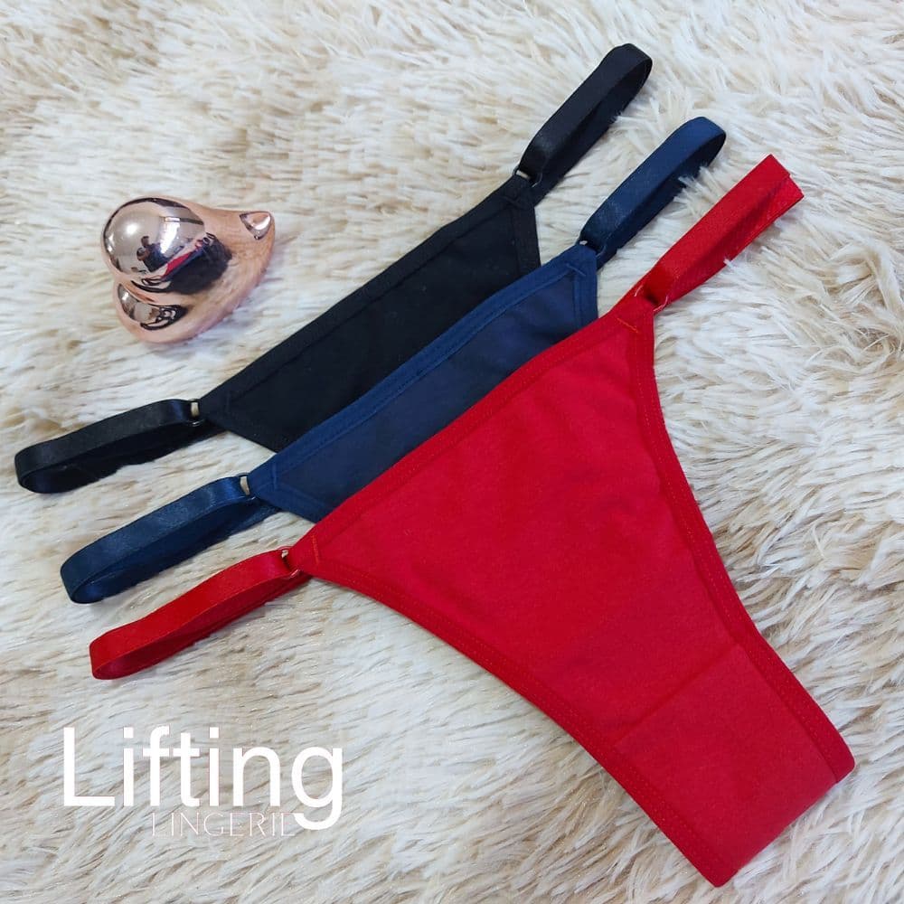 Kit 3 Calcinha De Algodão Fio Dental Com Regulagem