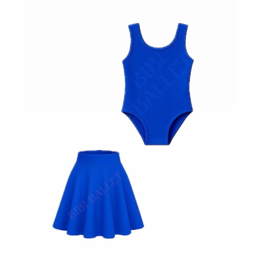 Kit 2 Itens - 1 Collant Regata e 1 Saia de Cós (AZUL ROYAL)