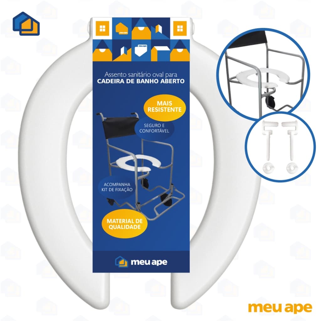 Assento Sanitário Para Cadeira Banho Abertura Frontal Reforçado Idosos, Deficiências, Cirurgias