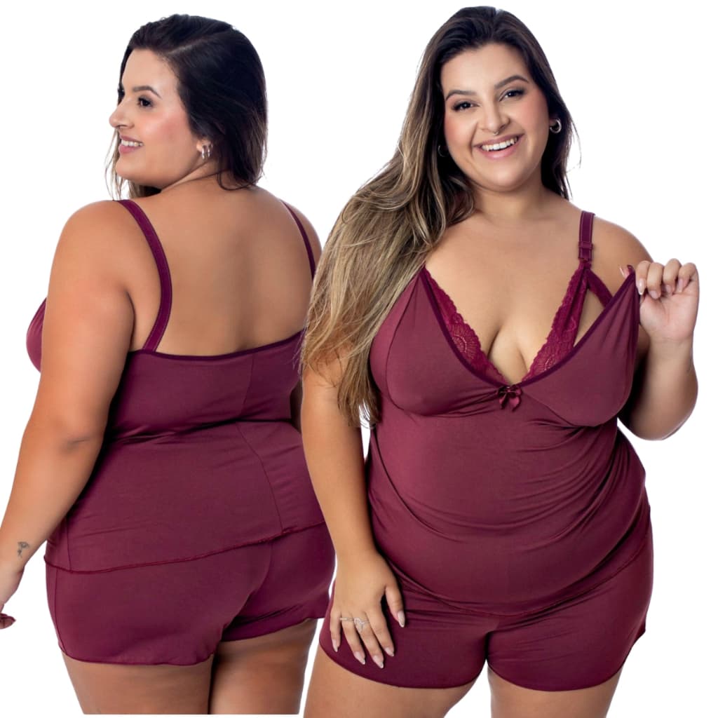 Baby Doll Amamentação Plus Size Pijama Gestante Maternidade Lactante pós parto abre fácil