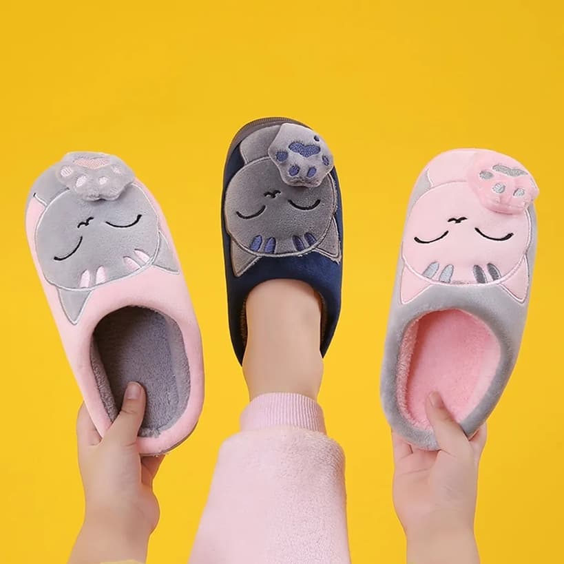 Pantufa De Gatinho Com Patinha 3d Infantil Antiderrapante