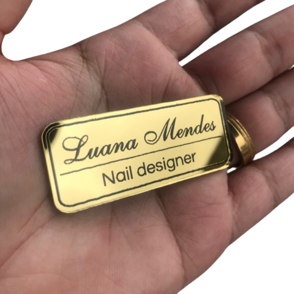 Broche Personalizado Dourado, Prata e Rose Com Nome + Profissão