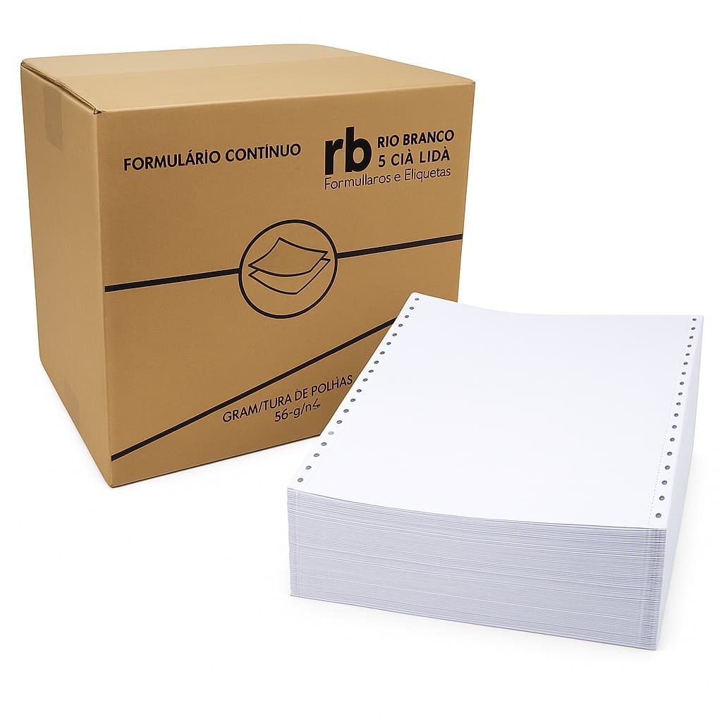 Formulário Continuo 1 via, 80 Colunas, Microsserilhado Razão, Branco - 240x140mm com 6.000 Folhas