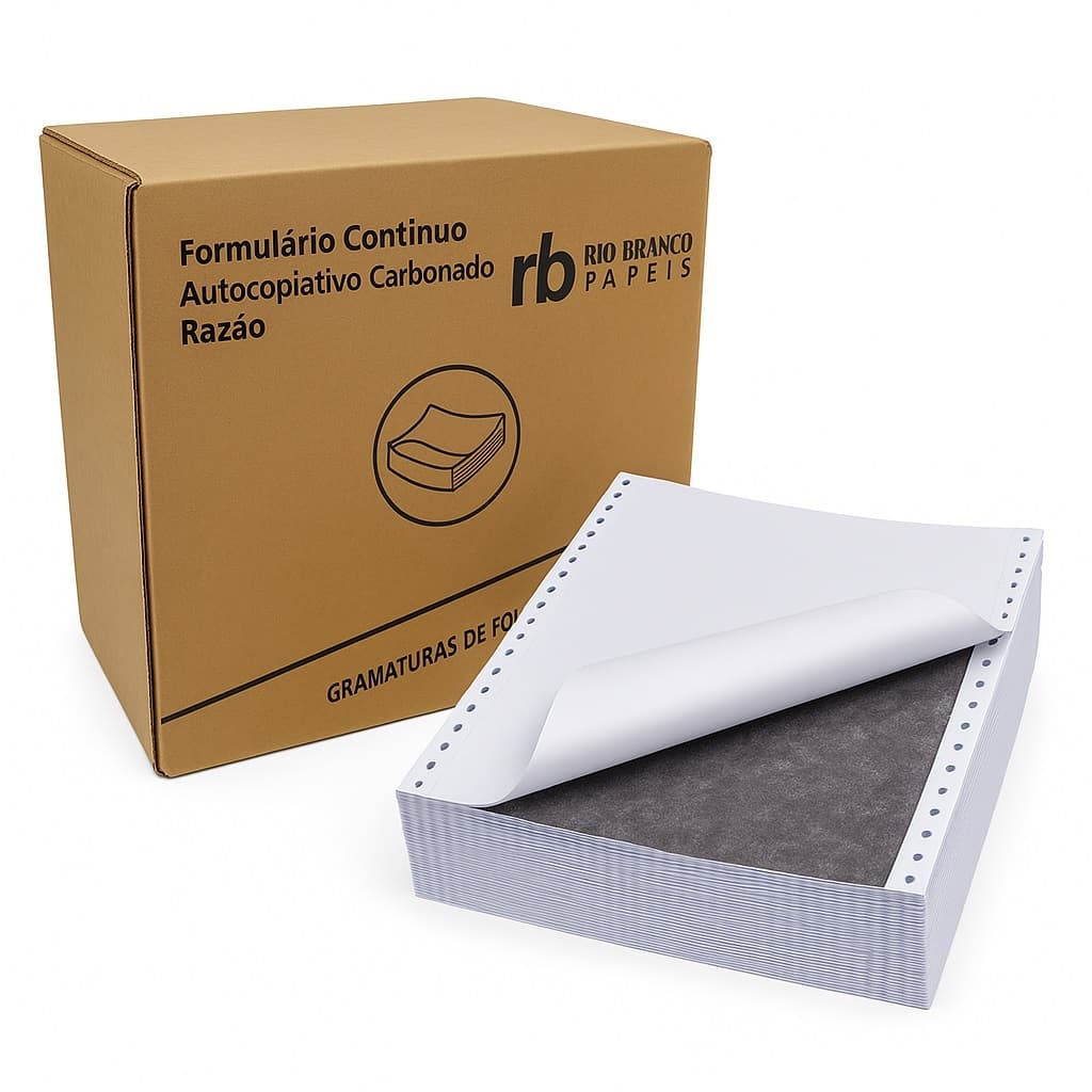 Formulário Continuo 2 vias, Razão, 80 Colunas, Carbonado Branco - 240x140mm com 3.000 Folhas