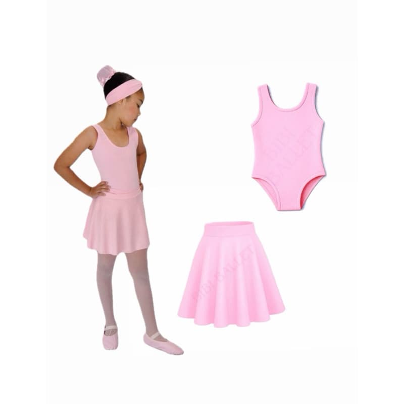 Kit 2 Itens - Collant Regata e Saia Cós (ROSA BEBÊ ou PRETO) - Infantil Juvenil