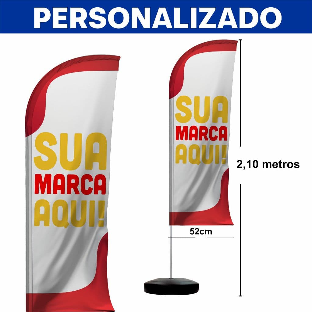 Wind Banner Completo Personalizado 2,10m Dupla Face Promoção