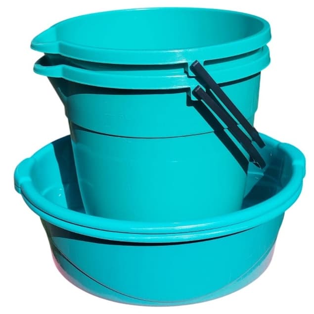 KIT 2 BACIAS 6,5 L SORTIDO+2 BALDES 7 L SORTIDO RESISTENTE LIMPEZA CASA LAVANDERIA ENXOVAL BEBÊ