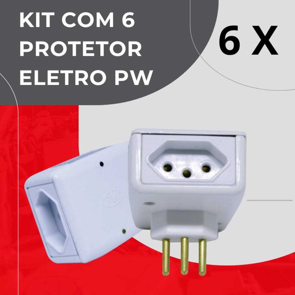 Kit com 6 Protetores de Raio PW Eletro 2 Tomadas 10A - O Mais Vendido!