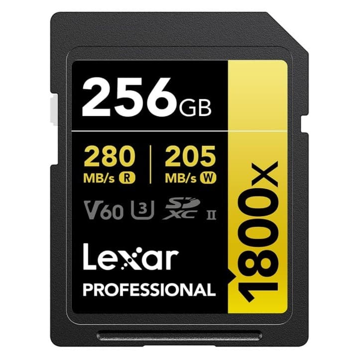 Cartão de Memória Lexar SDXC UHS-II 1800x Gold Series – Desempenho Profissional para Vídeo 4K