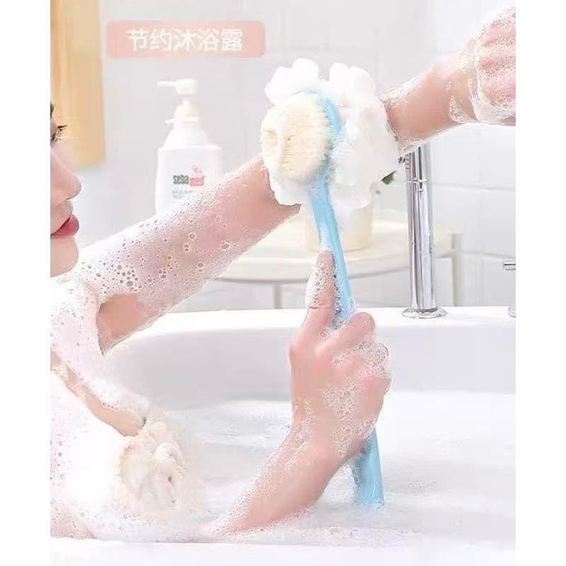 Escova De Banho Com Bucha 2 Em 1 Para Esfregar As Costas E Esfregar