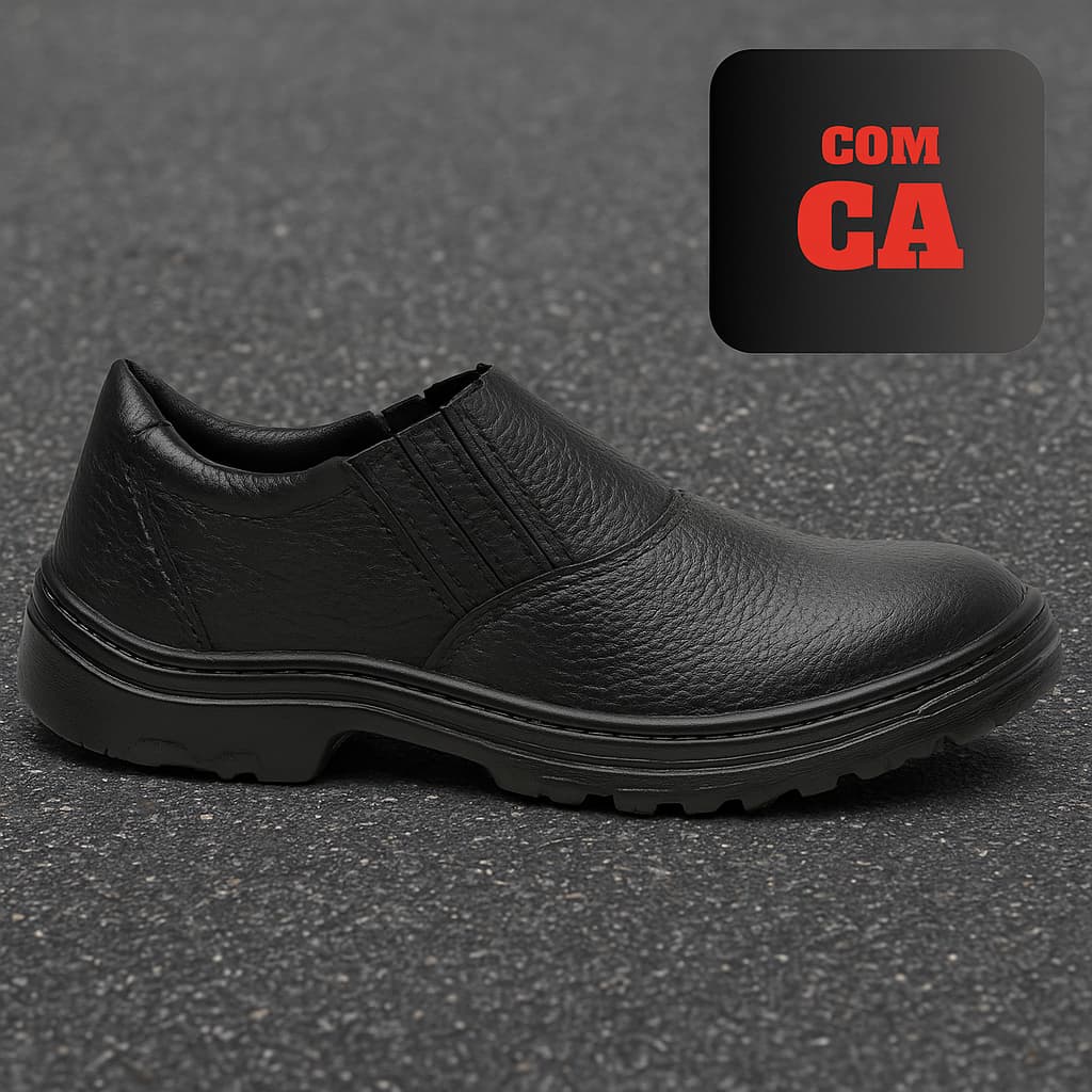 Bota EPI Segurança Tênis Trabalho Reforçado com C.A Botina Couro Solado Borracha Industriais