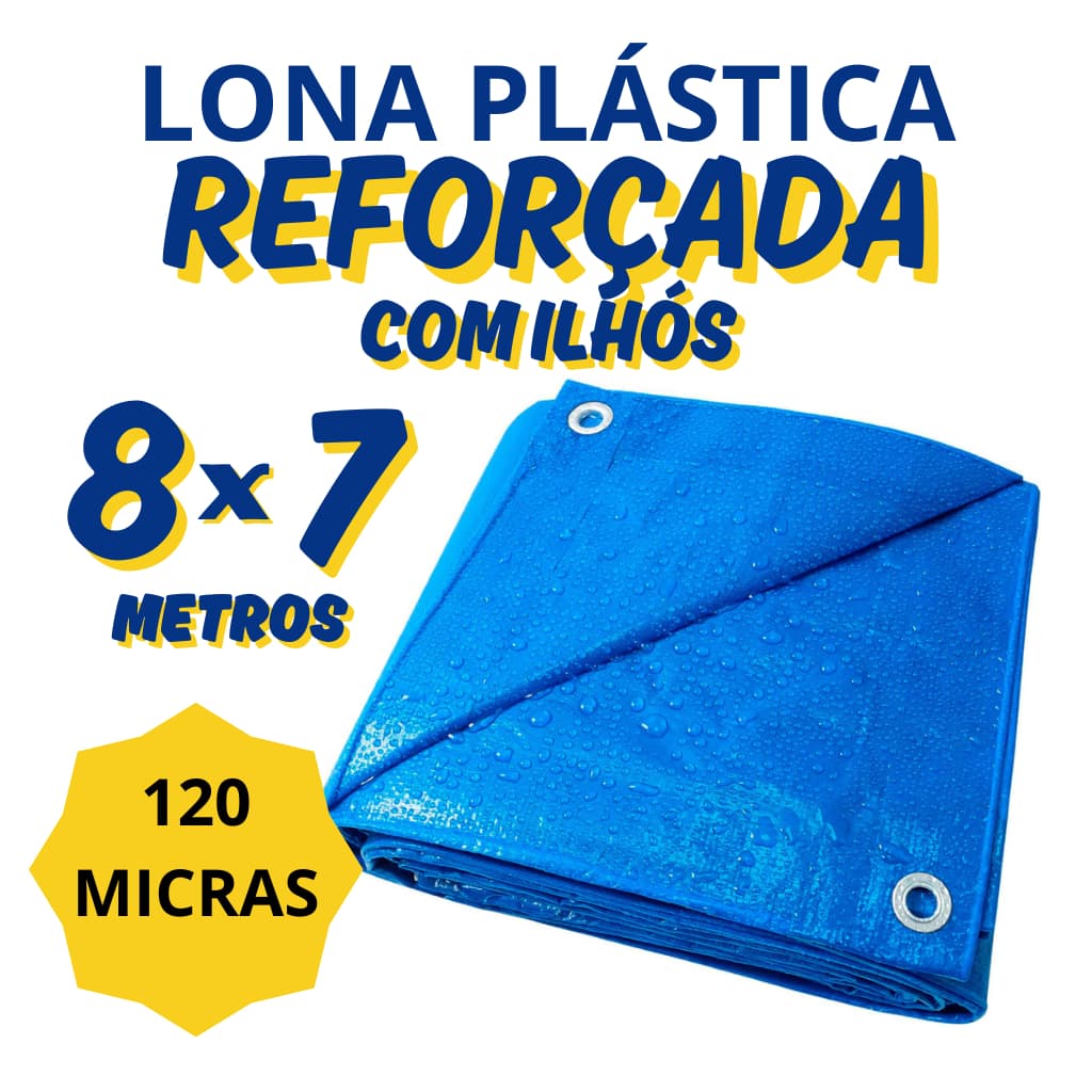 Lona Plástica de Proteção Cobertura Impermeável Azul 6x4 até 8x7Construção Piscina 120 micras GRANDE