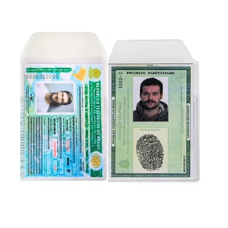 Porta documentos para CNH RG CIN Envelope Saco Saquinho capa plastico 10CMX7CM 7CMX9CM