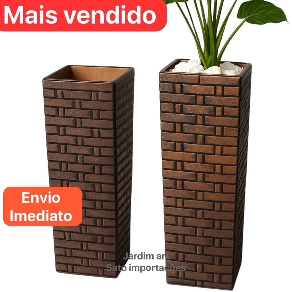 Vaso Coluna Rústico Alto p/ Plantas e Decoração