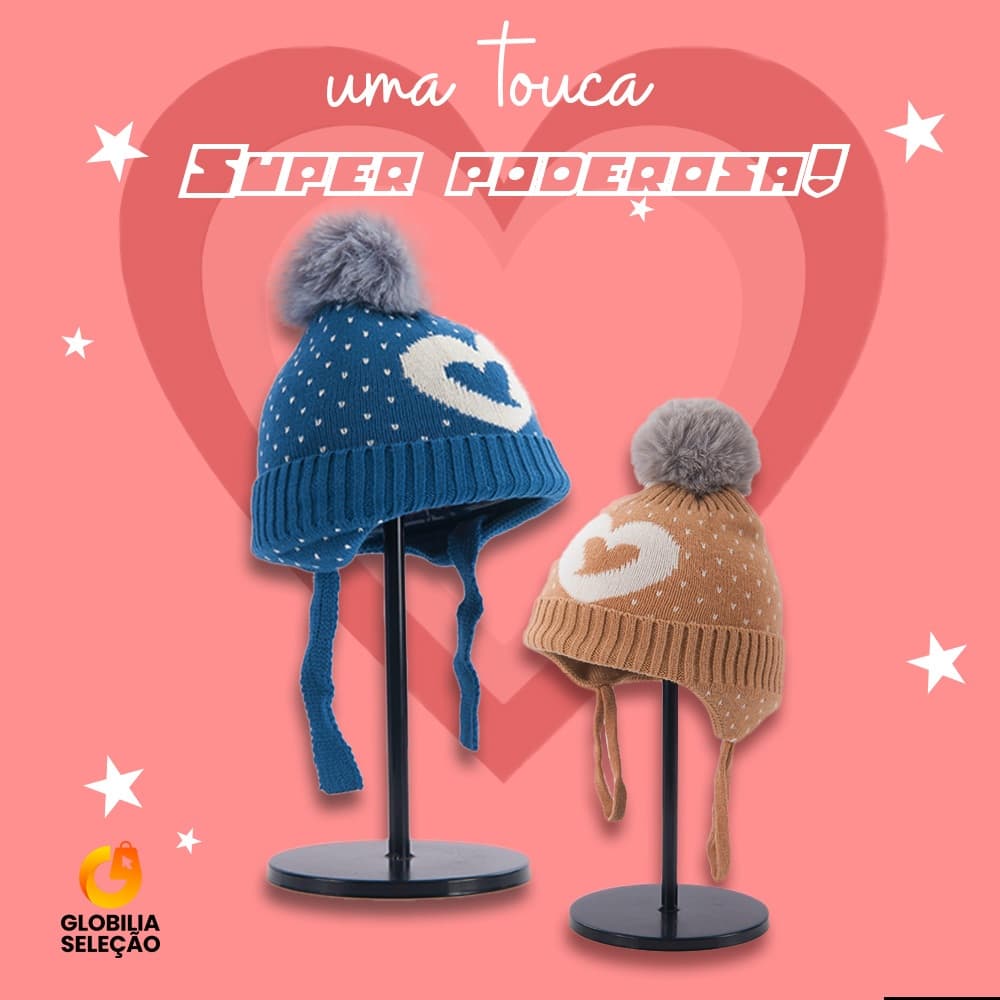 💓【Desconto 50%】Gorro Touca Infantil com Proteção para Orelhas-de Frio Tricotado Fashion para Menino e Menina 5 a 11 Anos