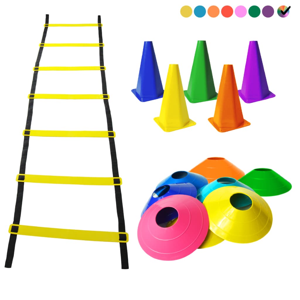 Kit Treinamento Funcional Agilidade 5 Chapéus + 5 Cones e Escada