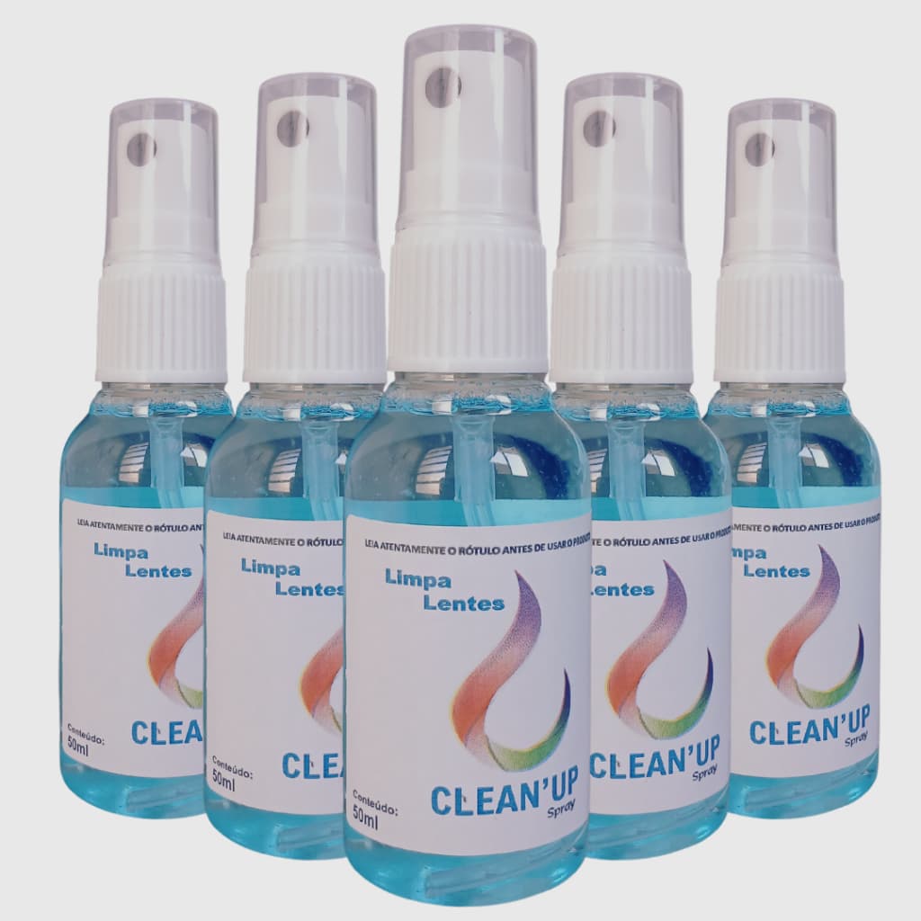 Kit Com 5 Limpa Lentes Clean`up de 50ml  Para Óculos Celular Computador Tablet