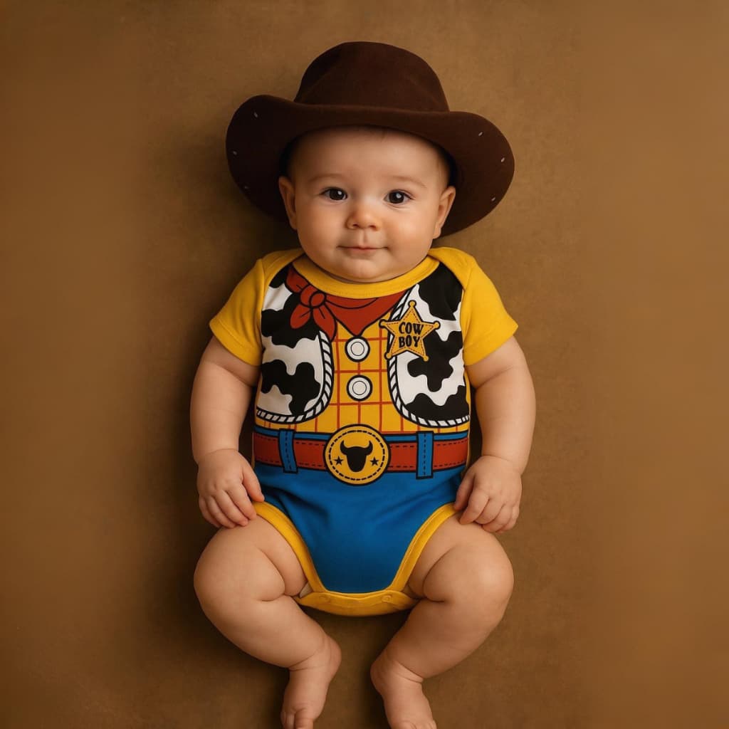 Body Bebe - Wood - Body + Chapéu - Cowboy - Mesversário