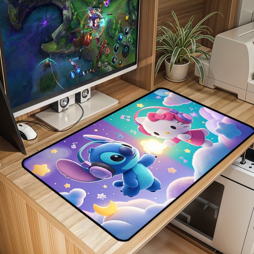 Mouse Pad Hal Kit,Kuro&Cinnam  Gamer Antiderrapante Grande 70x35 80x35 90x40 90x50cm Borda Costurada