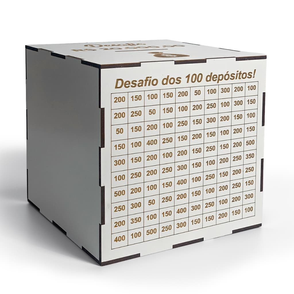 Cofre MDF Desafio 1Mil / 5Mil / 10Mil / 20Mil - Caixa De Madeira - Escolha Sua Meta