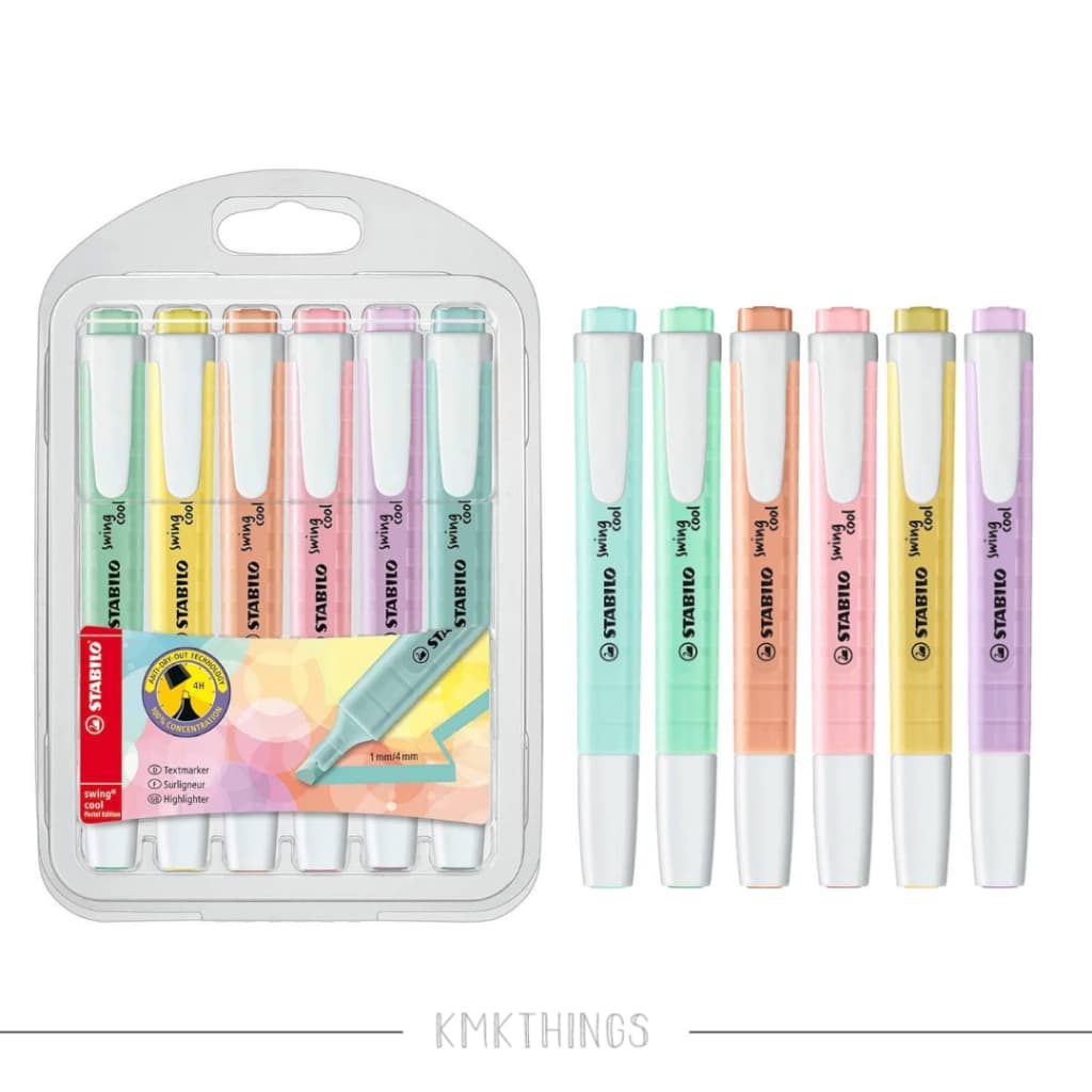 Stabilo Marca texto Swing Cool - 6x Cores Pastel - Importado Alemanha