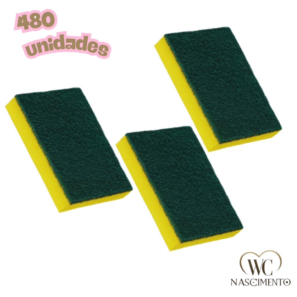 Kit c/ 480 Esponja de Louça Dupla Face Para Limpeza Leve e Pesada Bloco de Bucha Para Lavar Prato Multiuso