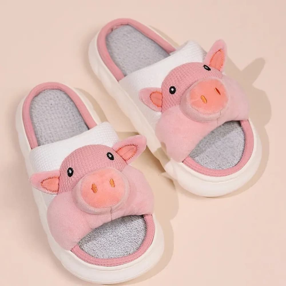 Pantufa de Porquinho Sola em Borracha Nuvem Quentinha Inverno Quente Conforto em Seus Pés Divertida