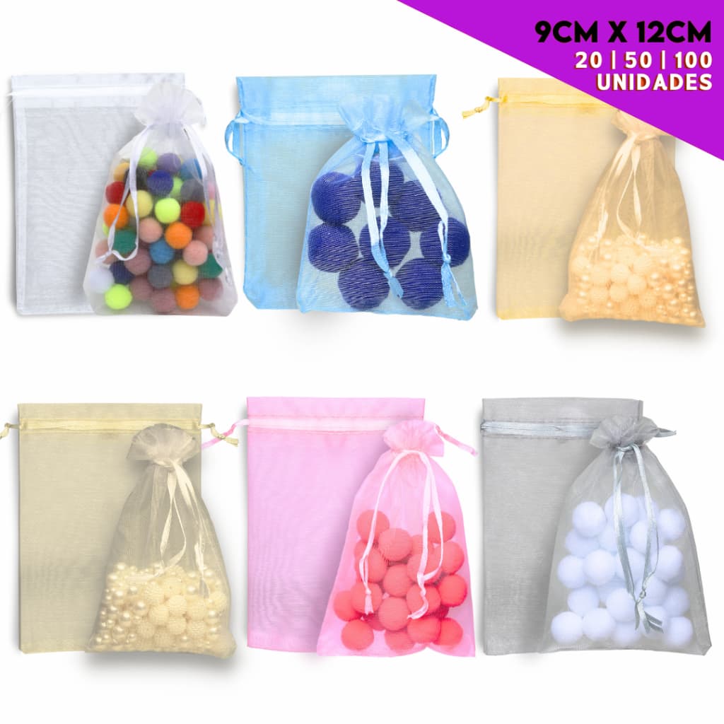 Saquinho Organza 9x12 Colorido 20 50 100 Unidades Lembrancinha Artesanato Festa Casamento Presente