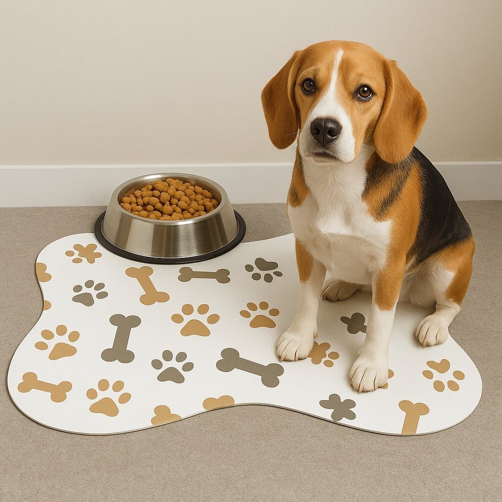 Tapete PET Para Comedouro Antiderrapante Estampa Ossinho 38x25cm - Cachorro e Gato