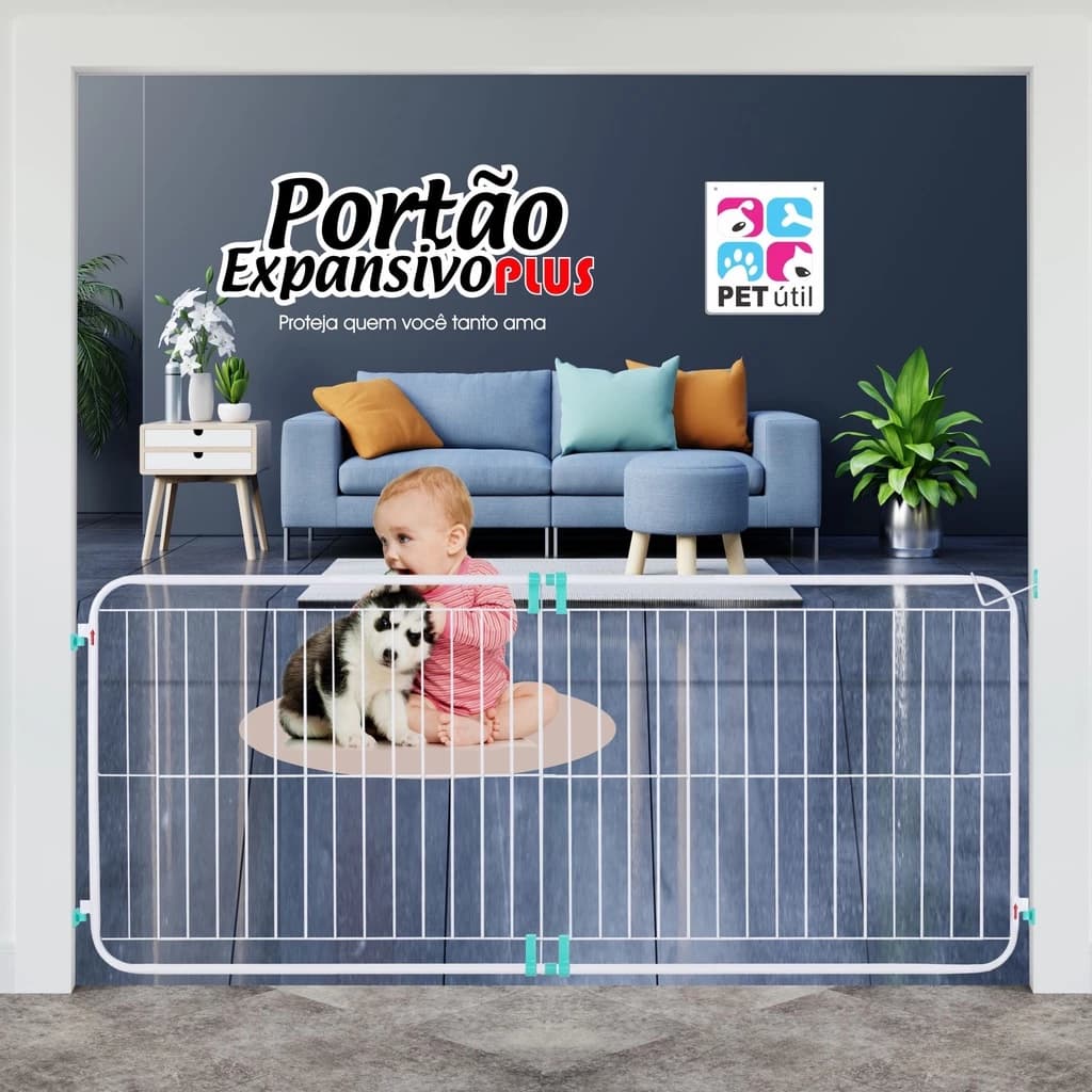 Portão Expansivo Grande 99 a 165 Cm Proteção Segurança Pet Cães ou Crianças Kids