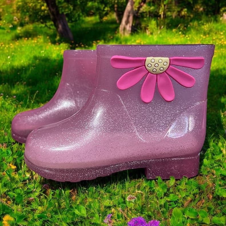 Galocha Infantil Com Detalhe Flor Personalizada Botinha Para Menina Leve Confortável Moda Luxo