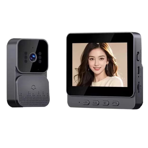 Campainha Sem Fio Com Câmera De Vídeo Tela De Aldrava De Porta Bidirecional Infravermelha Versão Monitor