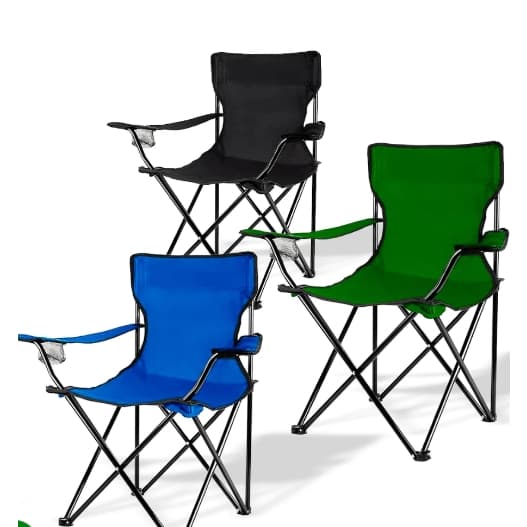 Cadeira Dobrável Em Aço Camping, Pesca Porta Copos Com Bolsa