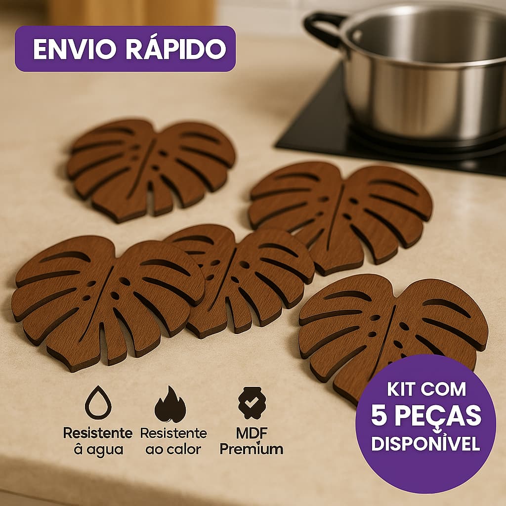 Kit 2 4 5 e 6 Descanso Apoio Suporte Panela quente OU Porta Copo Proteção Pratos Jarras Suco Café Decoração Casa Cozinha