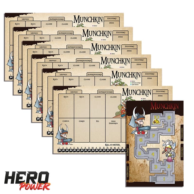 MunchKin Boardgame Playmat -  Kit com 4 | 6 | 8 Jogadores + 1 Central Jogo