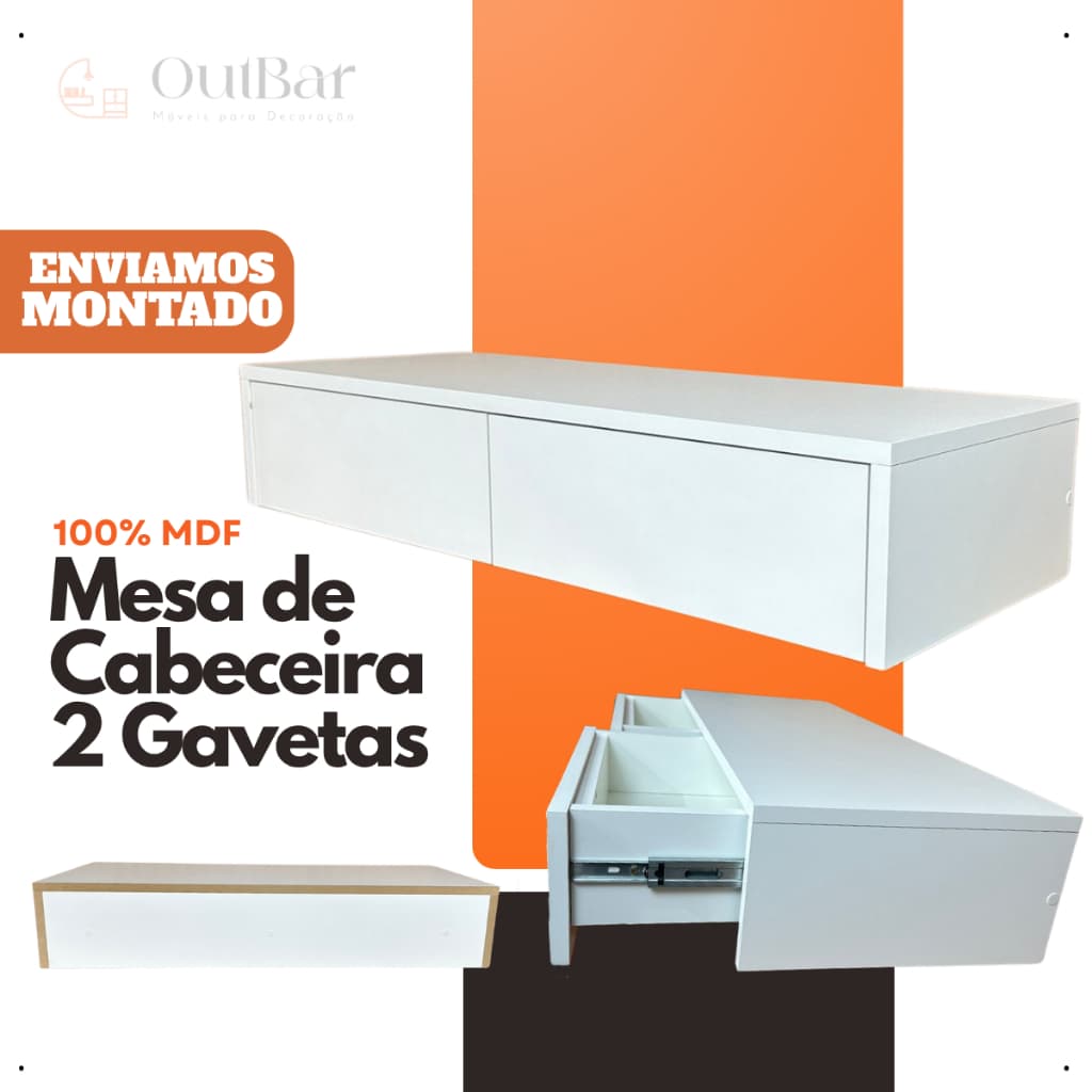 Mesa De Cabeceira Penteadeira 2 Gavetas Suspensa