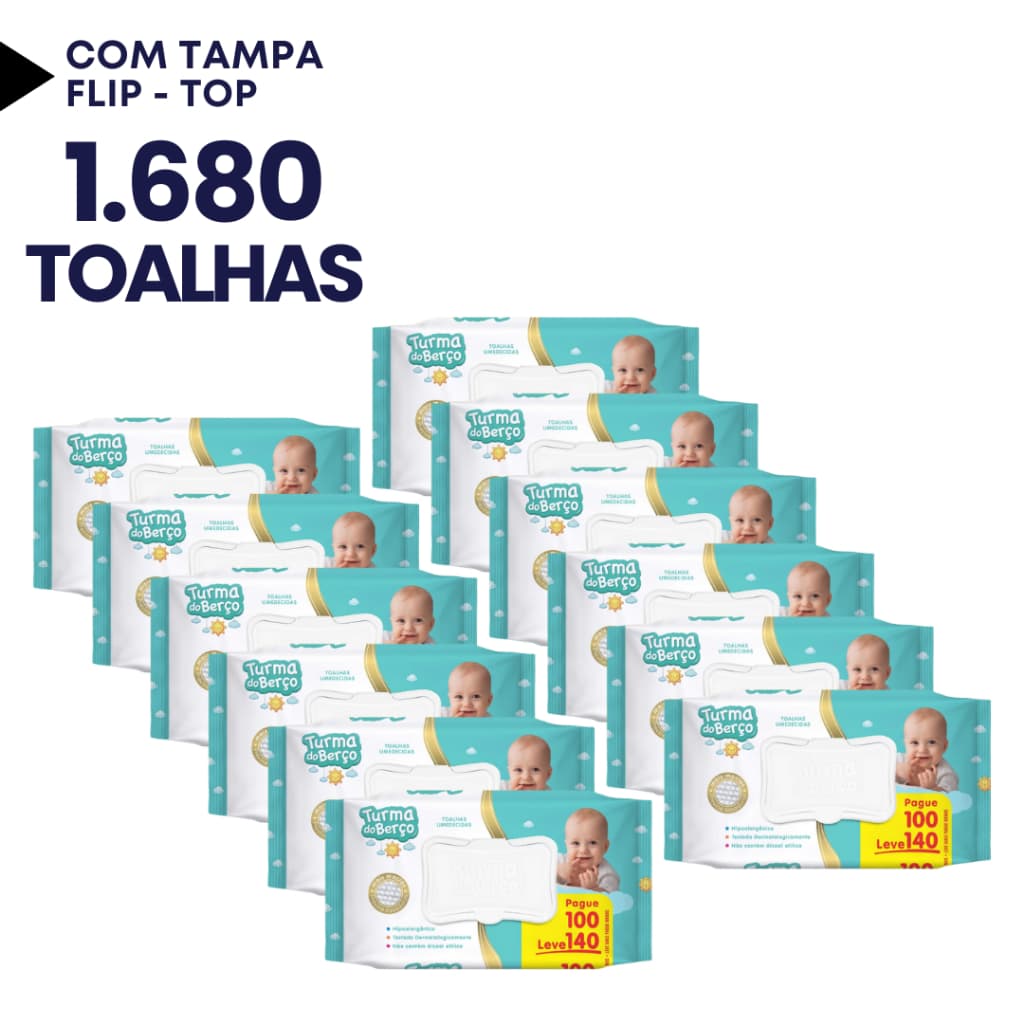 Kit 1680 Toalhinhas Umedecidas Turma do Berço Lenços Revenda Barato