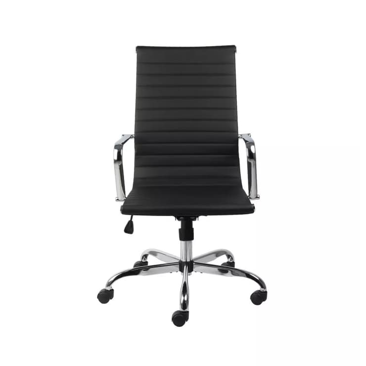 Cadeira Escritório Diretor Office Esteirinha Giratória Estofado Couro Preto