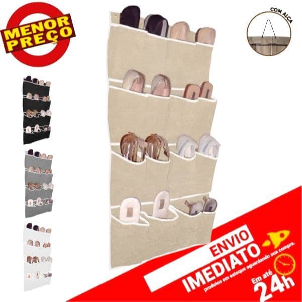 Sapateira 8 Pares Flanelada Com Alça P/ Pendurar Atrás da Porta Organizador Sapatos Sandálias Tênis