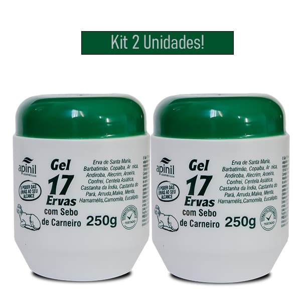 KIT 2 Unidades Gel 17 ERVAS COM SEBO DE CARNEIRO 250g APINIL