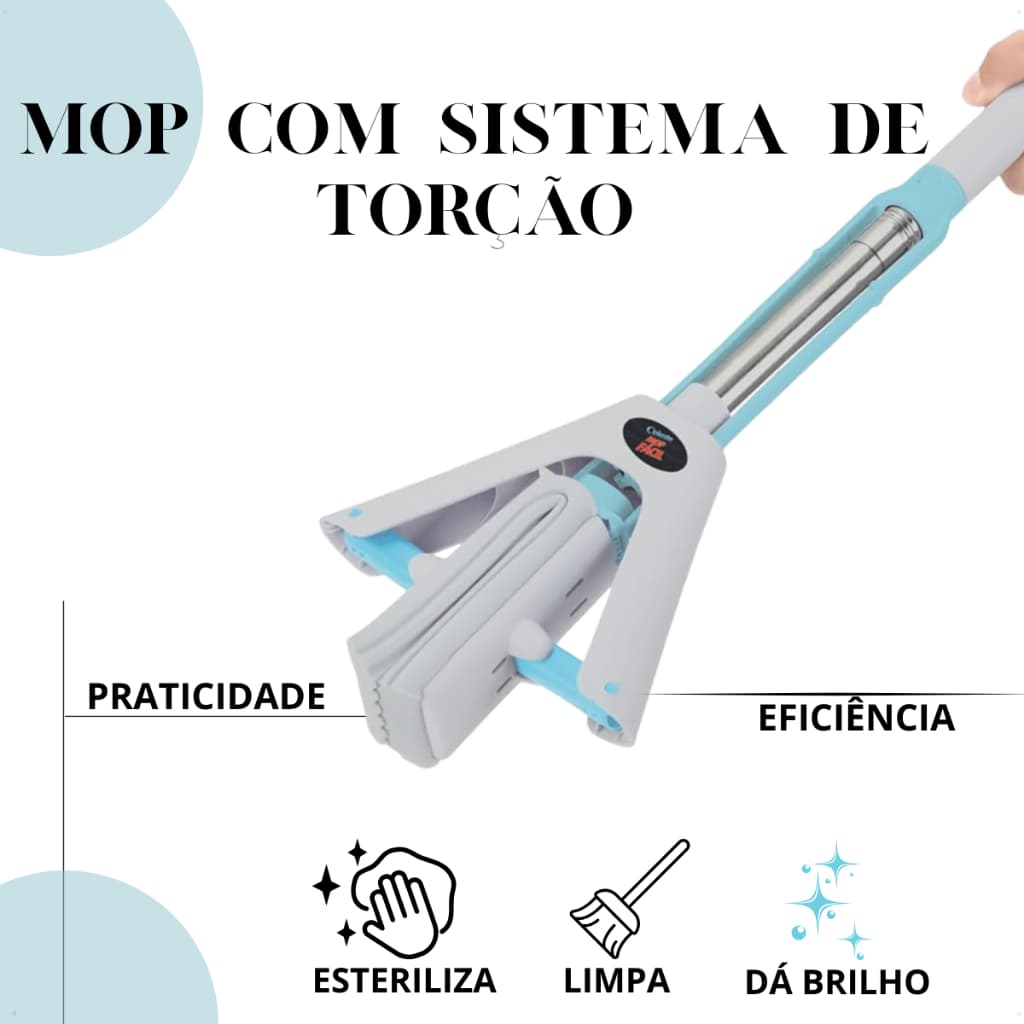 Rodo de Limpeza Mop Limpeza Fácil Com Espuma Enxuga E Varre Vassoura Limpa Seca Centrifuga