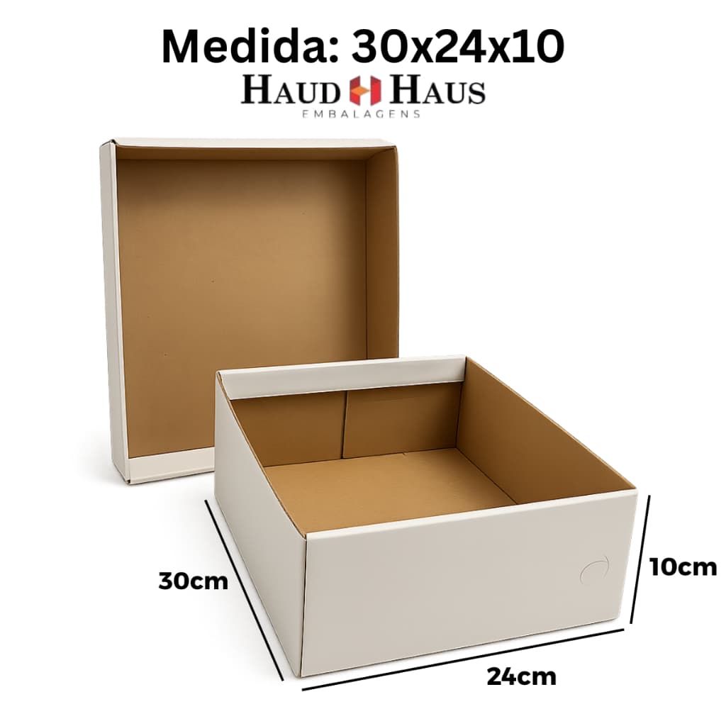 Kit c/ 10 Caixas de Papelão Branca 30x24x10 – Perfeita para Presentes e Lembranças