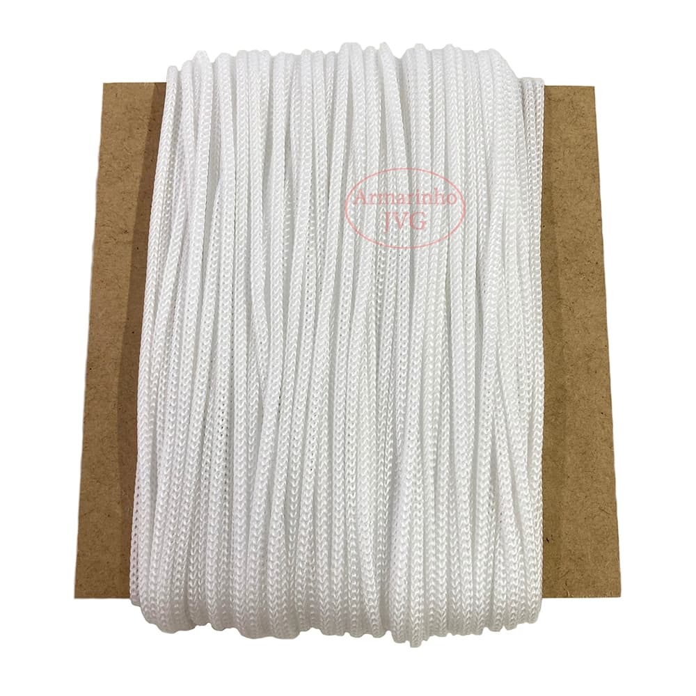50m Cordão 4/1 Branco Fio Náutico 4mm Rabo Rato Saco Mochila