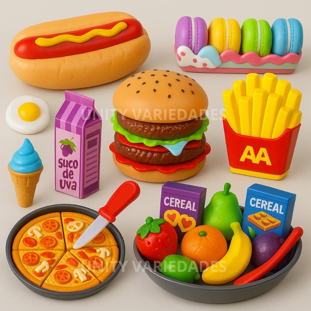Brinquedos Menino Menina Kit Comidinha Brinquedo Cortar Cozinha Infantil Comidinhas Velcro