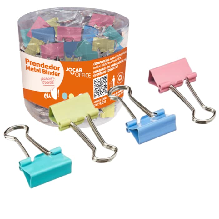 Prendedor De Metal Colorido 19mm Clipes Para Papel Com 4 Ou 12 Unidades Jocar Office