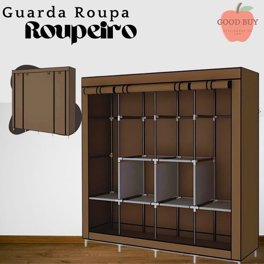 Guarda Roupa Portátil Dobrável com Ziper Organizador De Roupas Armário de Roupa Multifuncional