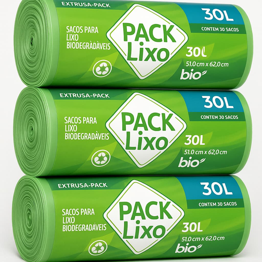 Saco Lixo 30 Litros Biodegradável 3 Pacotes - 90un